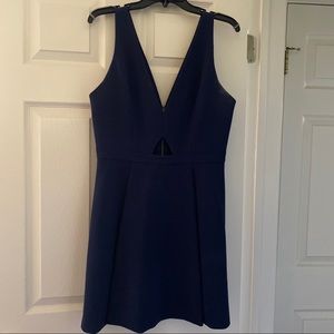 Alice + Olivia Navy Nina Cutout Fit & Flare Dress